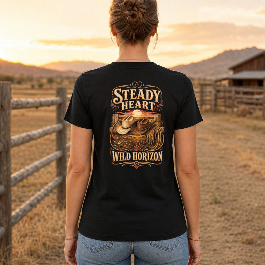 Steady Heart Wild Horizon country T-shirt women's back fit