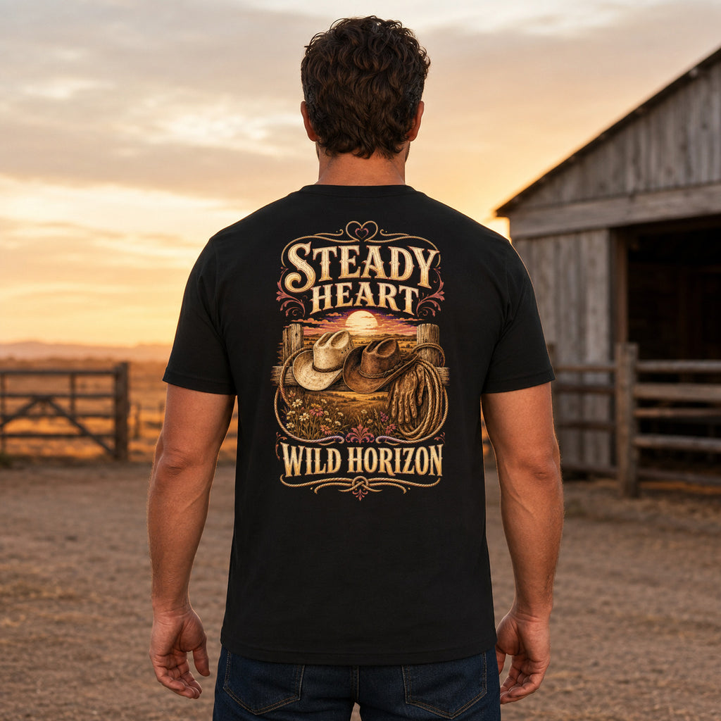 Steady Heart Wild Horizon country T-shirt men's back fit