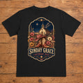Sunday Grace Saturday Dust black country western T-shirt flat lay with large back print