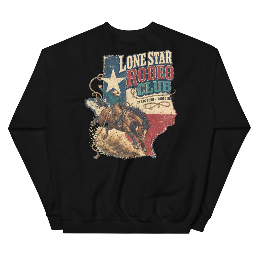 Lone Star Rodeo Club Western Sweatshirt in Black — back design mockup