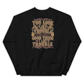 Back view of You Look Like Trouble Western Crewneck Sweatshirt showing the full-size western graphic