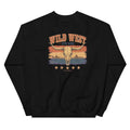 Back view of Wild West, Open Range Western Crewneck Sweatshirt showing the full-size western graphic
