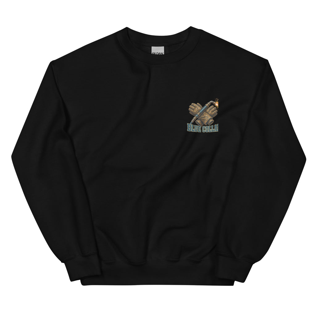 Blue Collar Cowboy Western Sweatshirt in Black — front chest print mockup