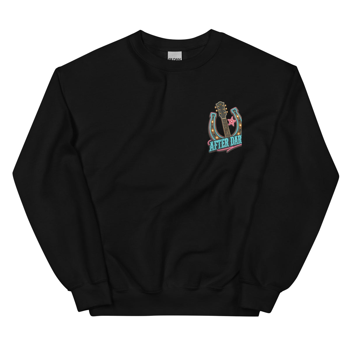 Honky Tonk After Dark Western Sweatshirt in Black — front chest print mockup