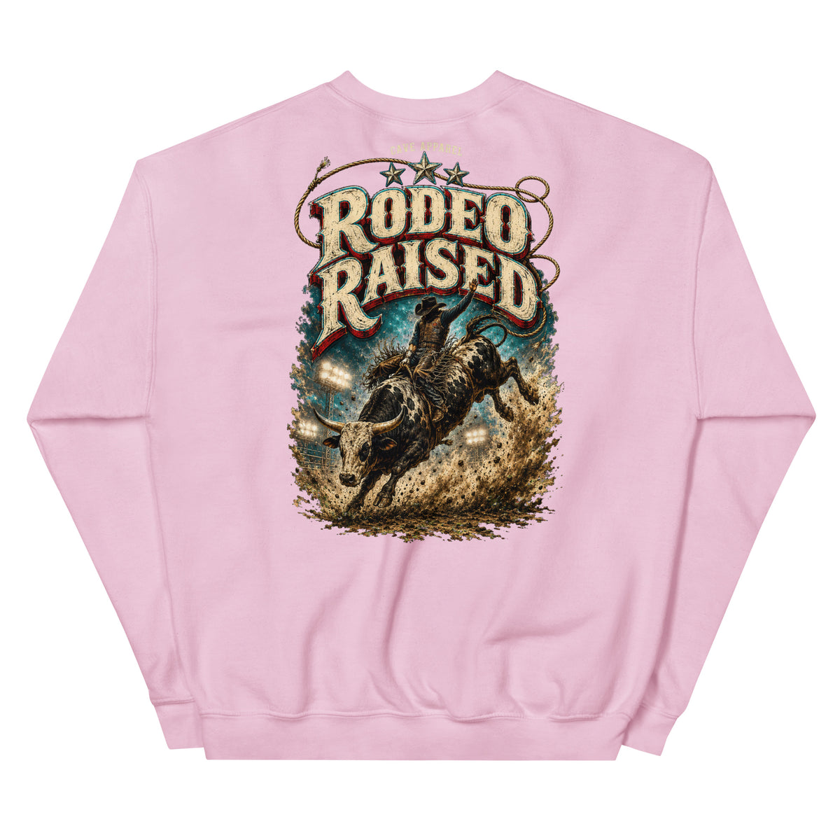 Rodeo Raised Western Sweatshirt in Light Pink — back design mockup