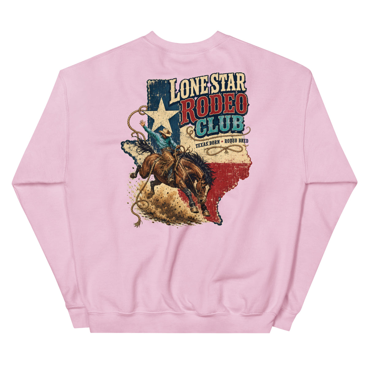 Lone Star Rodeo Club Western Sweatshirt in Light Pink — back design mockup
