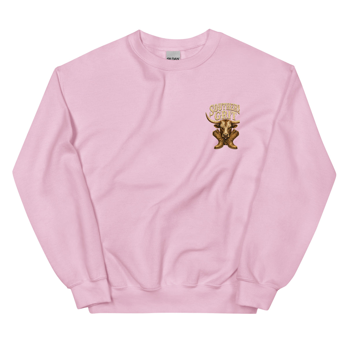 Southern Grit Western Sweatshirt in Light Pink — front chest print mockup