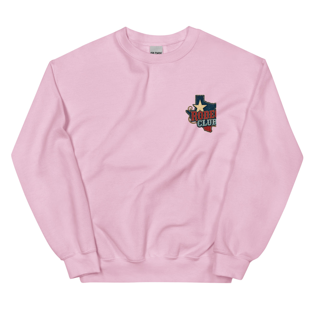 Lone Star Rodeo Club Western Sweatshirt in Light Pink — front chest print mockup