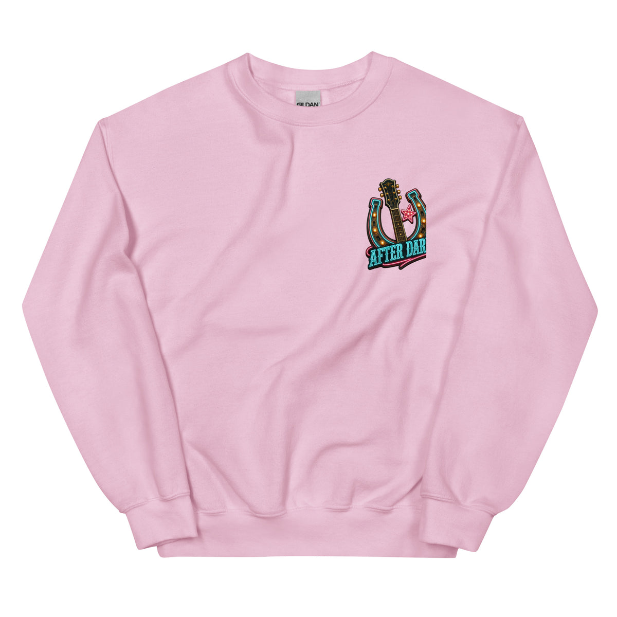 Honky Tonk After Dark Western Sweatshirt in Light Pink — front chest print mockup