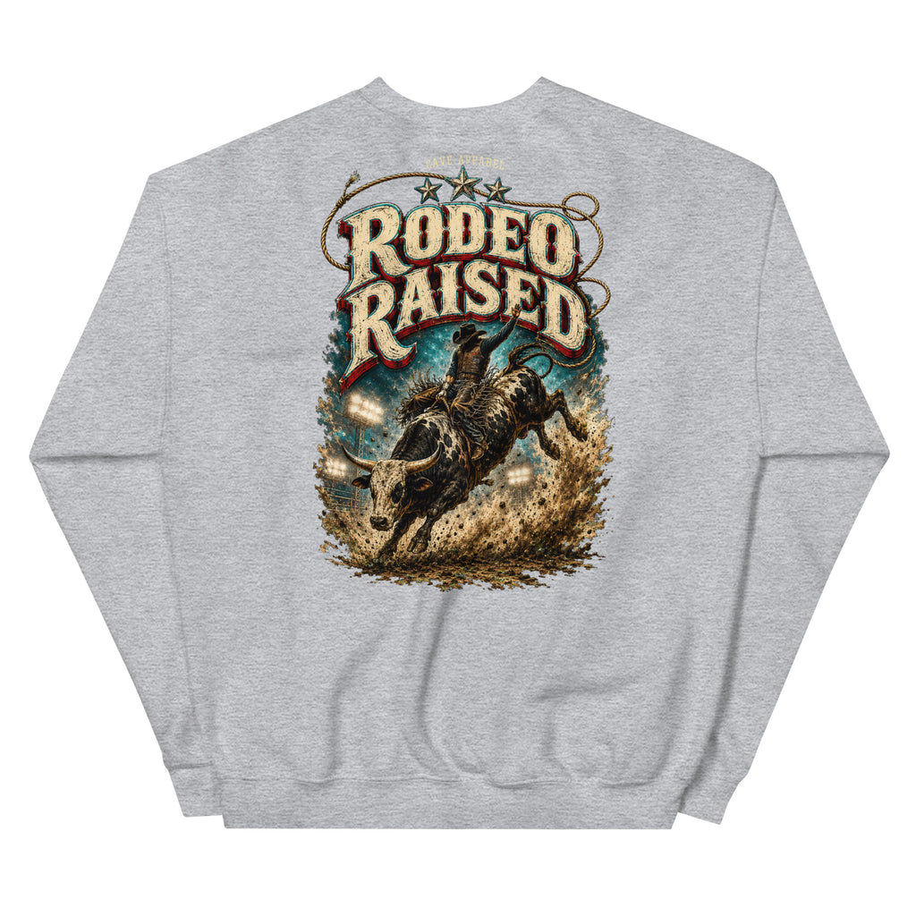 Rodeo Raised Western Sweatshirt in Sport Grey — back design mockup