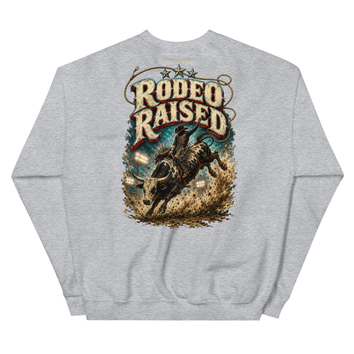 Rodeo Raised Western Sweatshirt in Sport Grey — back design mockup