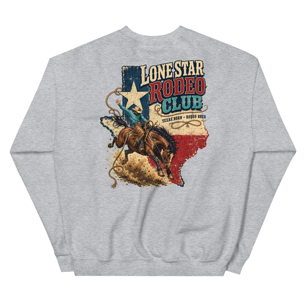 Lone Star Rodeo Club Western Sweatshirt in Sport Grey — back design mockup