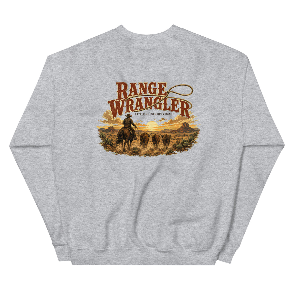 Range Wrangler Western Sweatshirt in Sport Grey — back design mockup