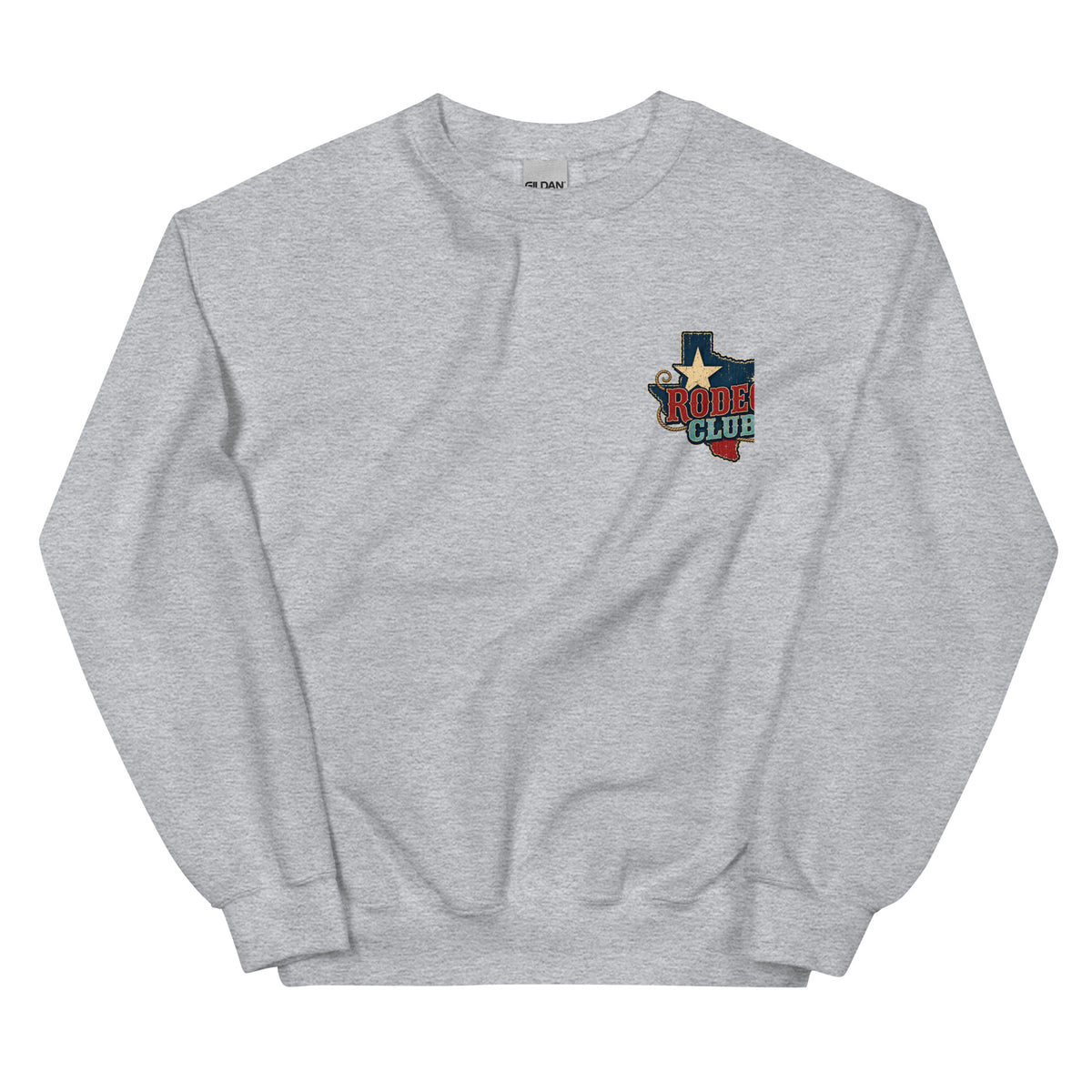 Lone Star Rodeo Club Western Sweatshirt in Sport Grey — front chest print mockup