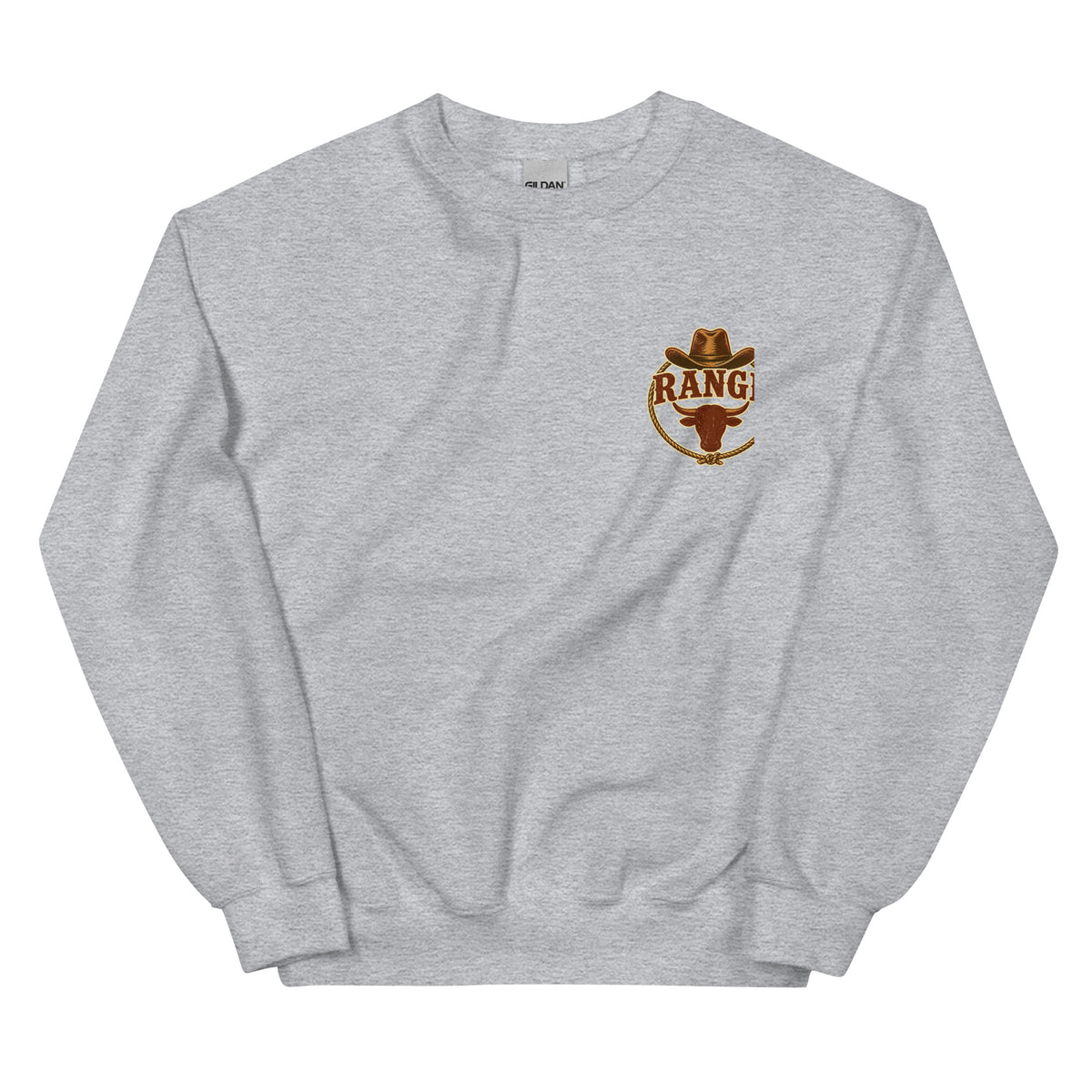 Range Wrangler Western Sweatshirt in Sport Grey — front chest print mockup