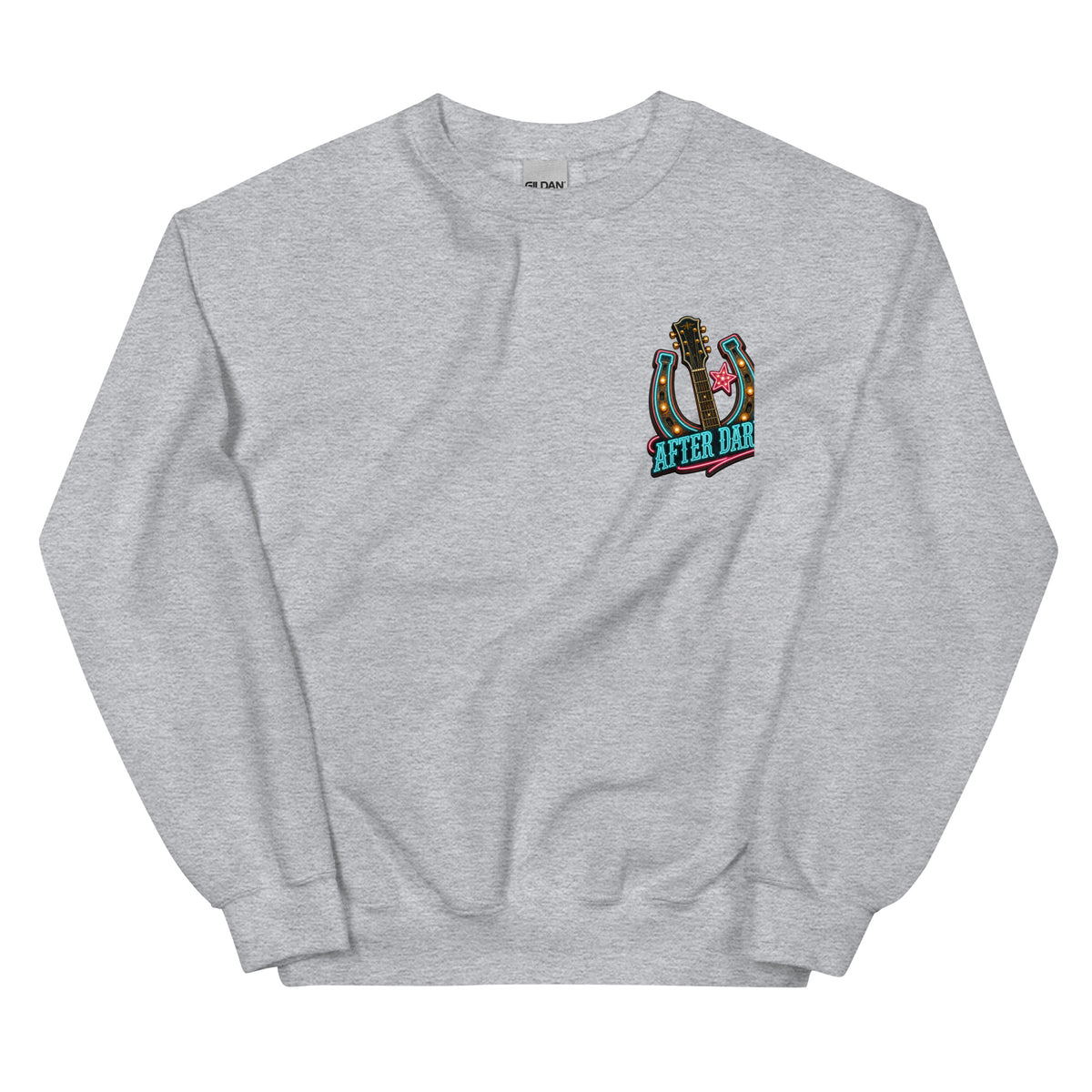 Honky Tonk After Dark Western Sweatshirt in Sport Grey — front chest print mockup