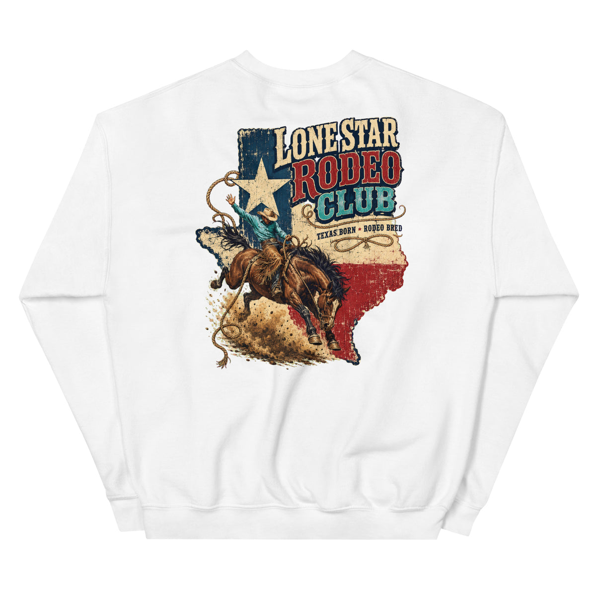 Lone Star Rodeo Club Western Sweatshirt in White — back design mockup