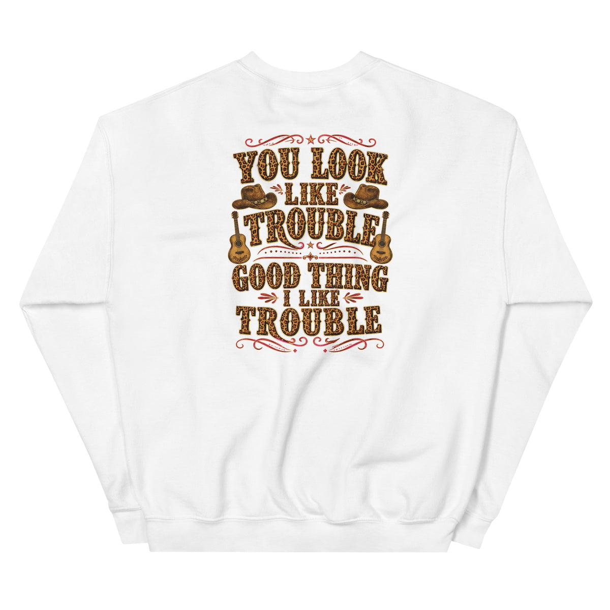 You Look Like Trouble Western Crewneck Sweatshirt product view 7
