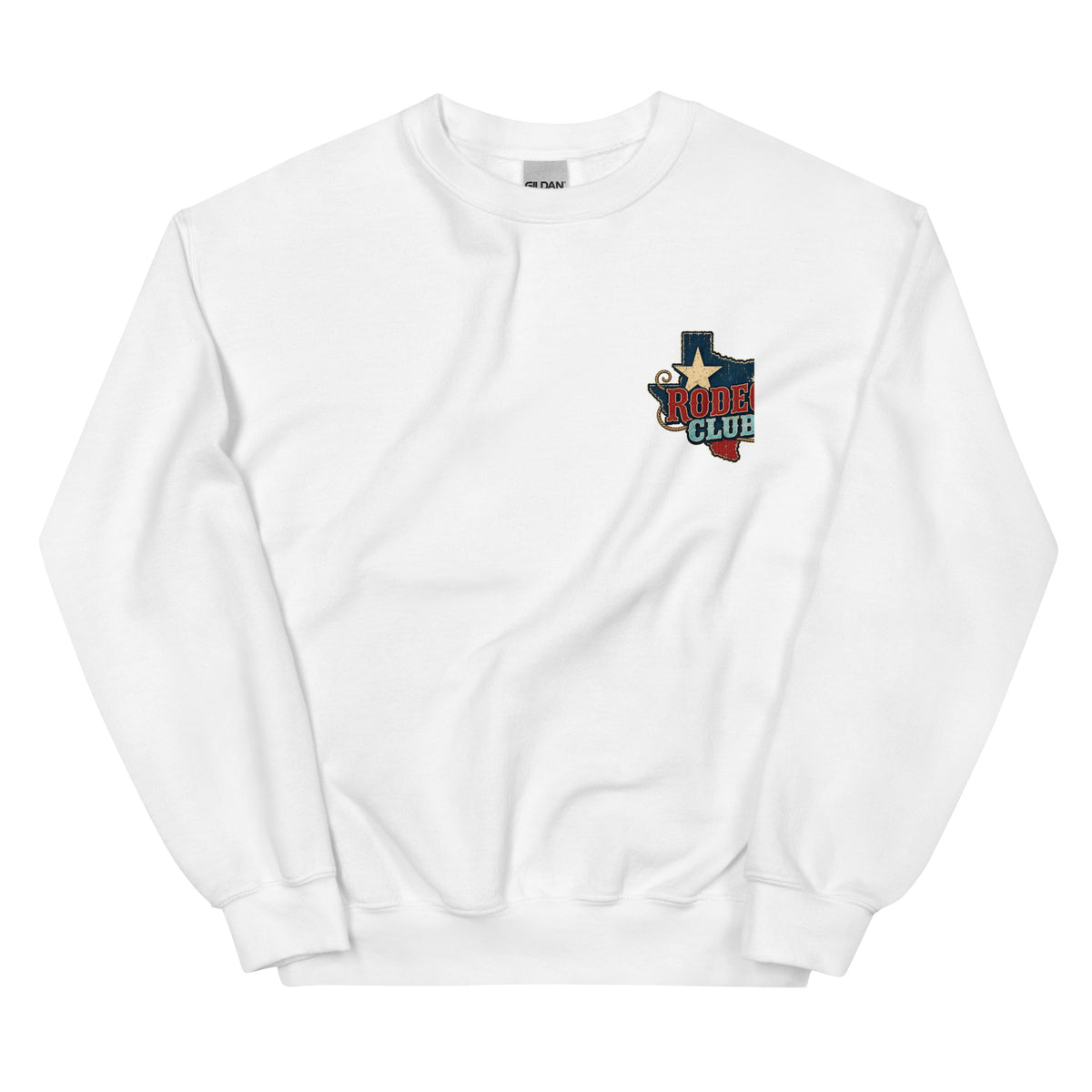 Lone Star Rodeo Club Western Sweatshirt in White — front chest print mockup
