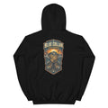 Back view of Blue Collar, Gold Standard Western Hoodie showing the full-size western graphic