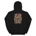 Back view of You Look Like Trouble Western Hoodie showing the full-size western graphic