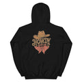 Back view of Howdy Darlin’ Western Hoodie showing the full-size western graphic
