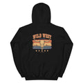 Back view of Wild West, Open Range Western Hoodie showing the full-size western graphic