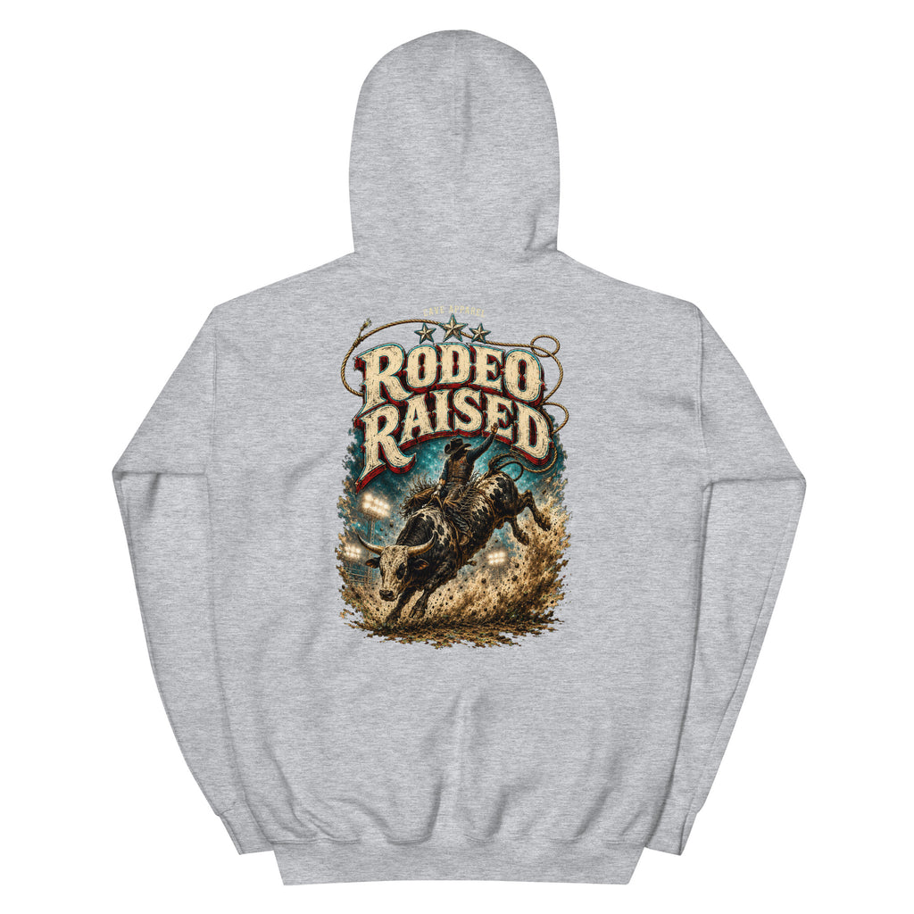 Rodeo Raised Western Hoodie in Sport Grey — back design mockup