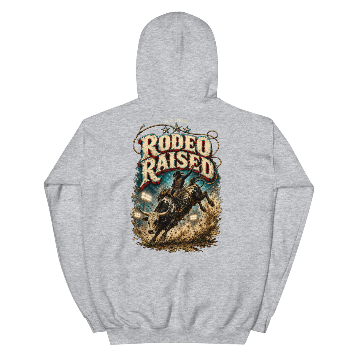 Rodeo Raised Western Hoodie in Sport Grey — back design mockup