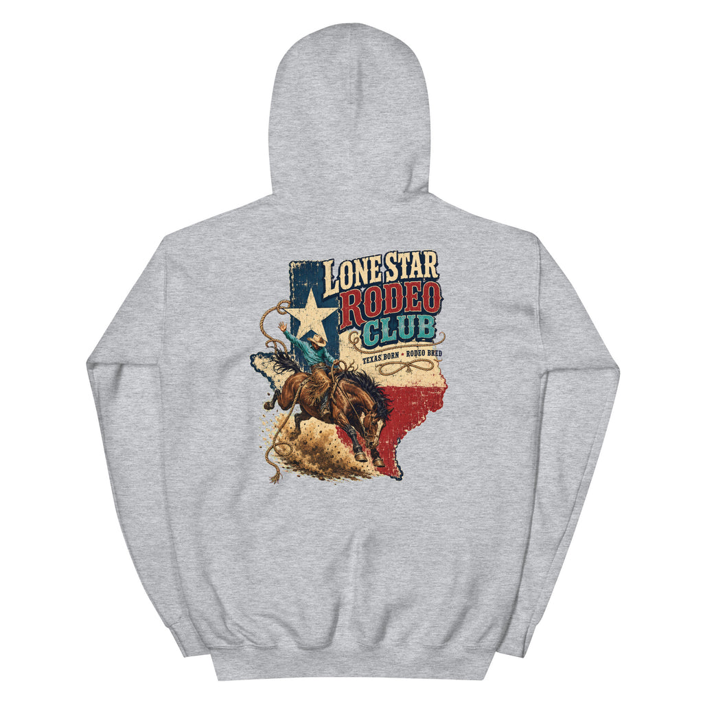 Lone Star Rodeo Club Western Hoodie in Sport Grey — back design mockup