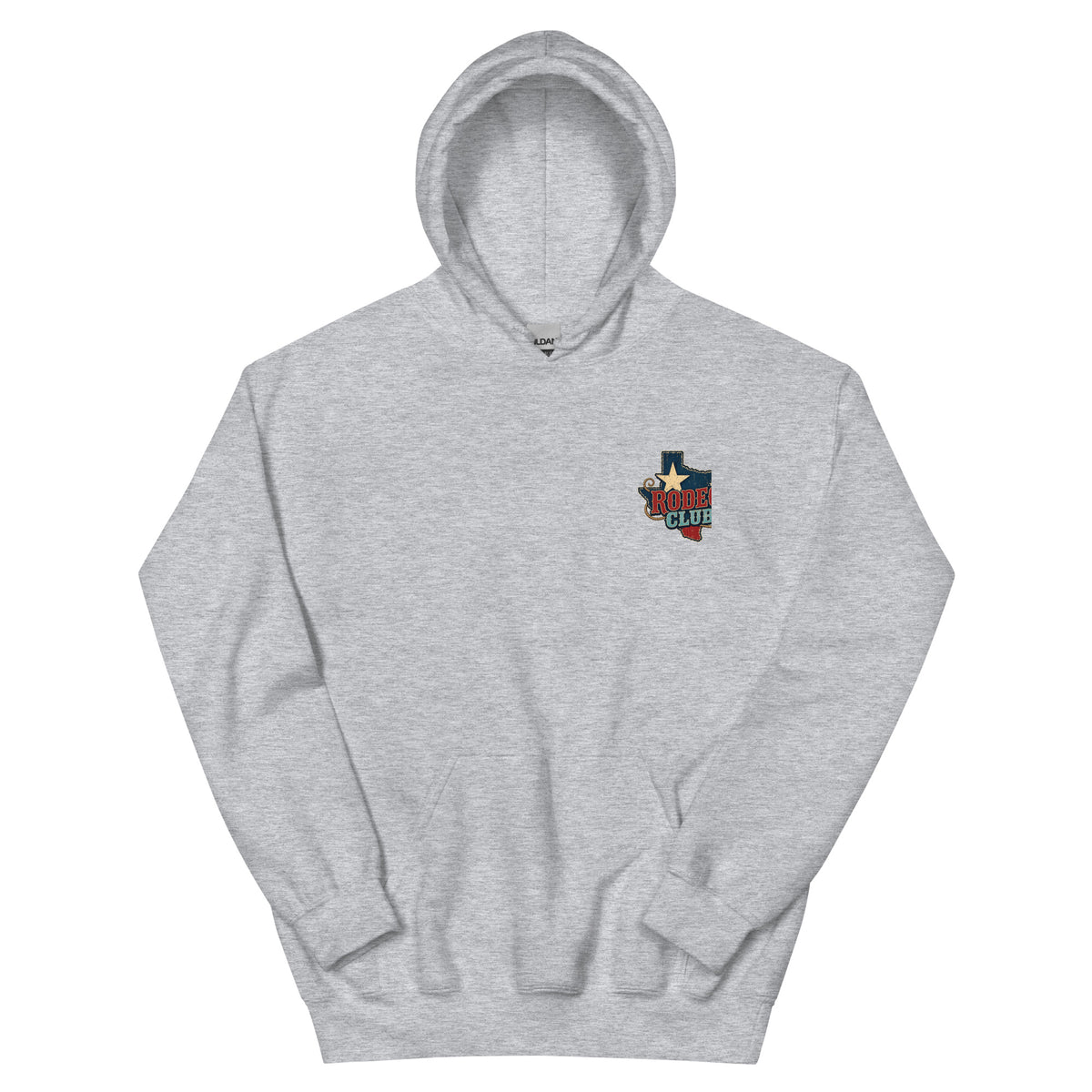 Lone Star Rodeo Club Western Hoodie in Sport Grey — front chest print mockup