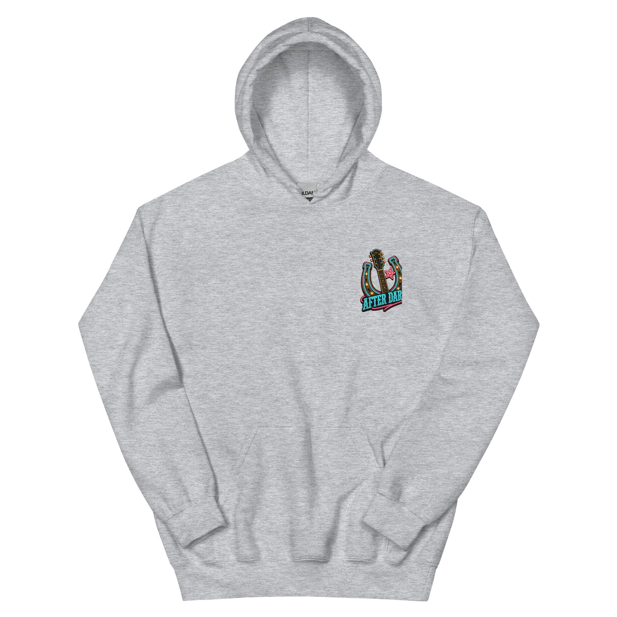 Honky Tonk After Dark Western Hoodie in Sport Grey — front chest print mockup