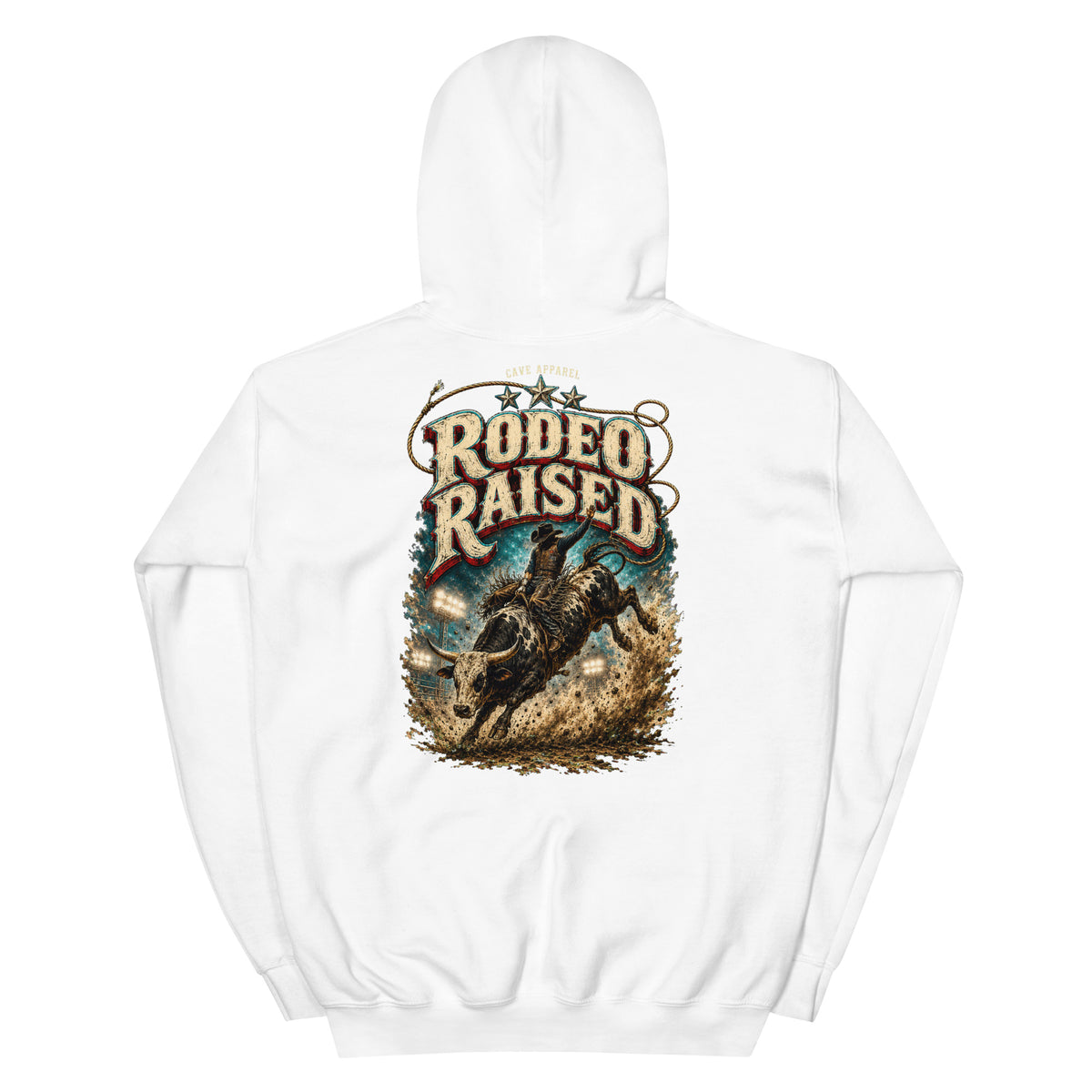 Rodeo Raised Western Hoodie in White — back design mockup