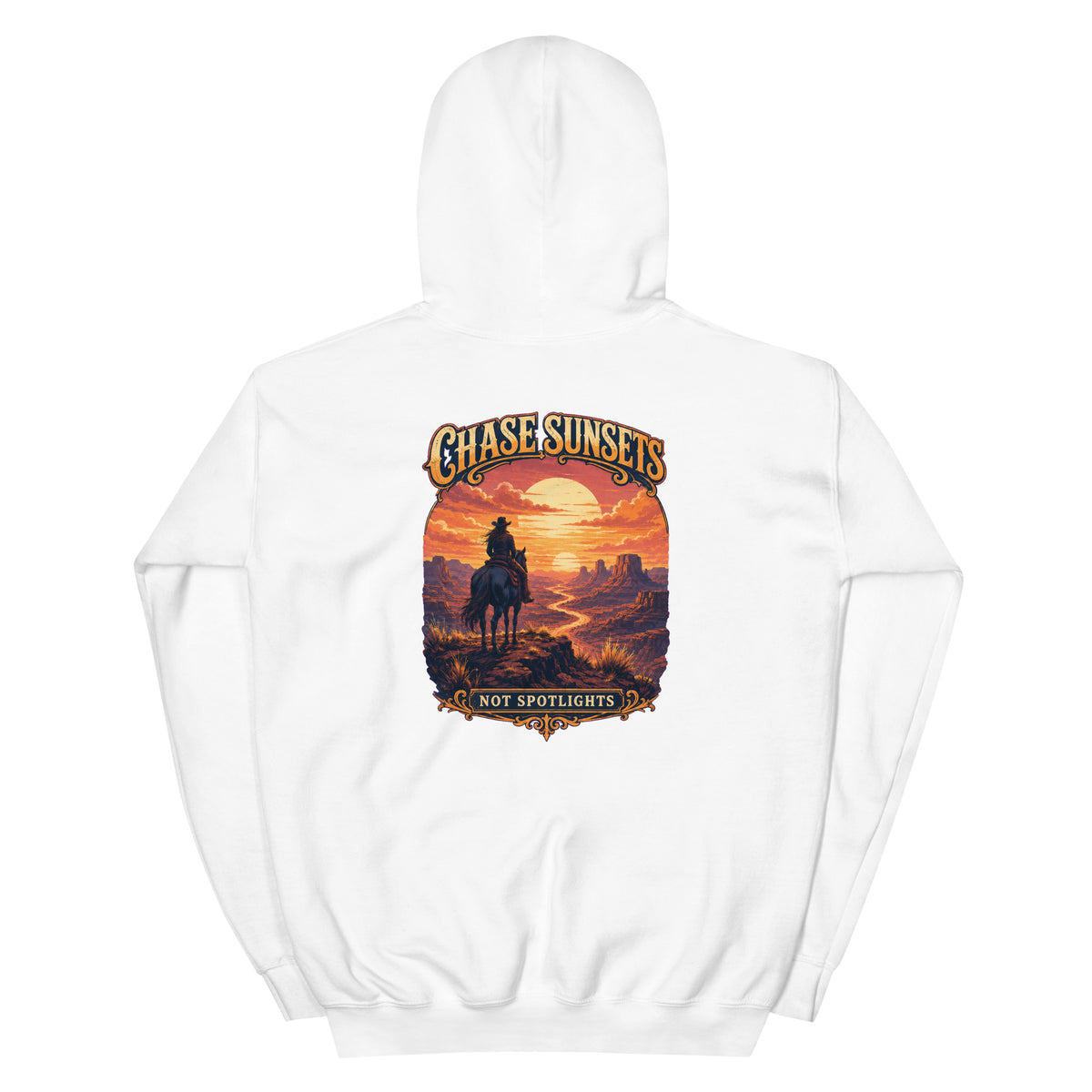 Chase Sunsets, Not Spotlights Western Hoodie product view 7