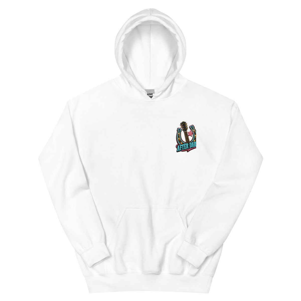 Honky Tonk After Dark Western Hoodie in White — front chest print mockup