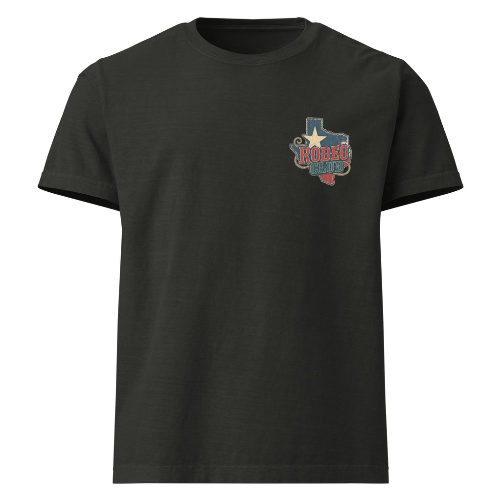Lone Star Rodeo Club Oversized Western T-Shirt in Washed Black — front chest print mockup