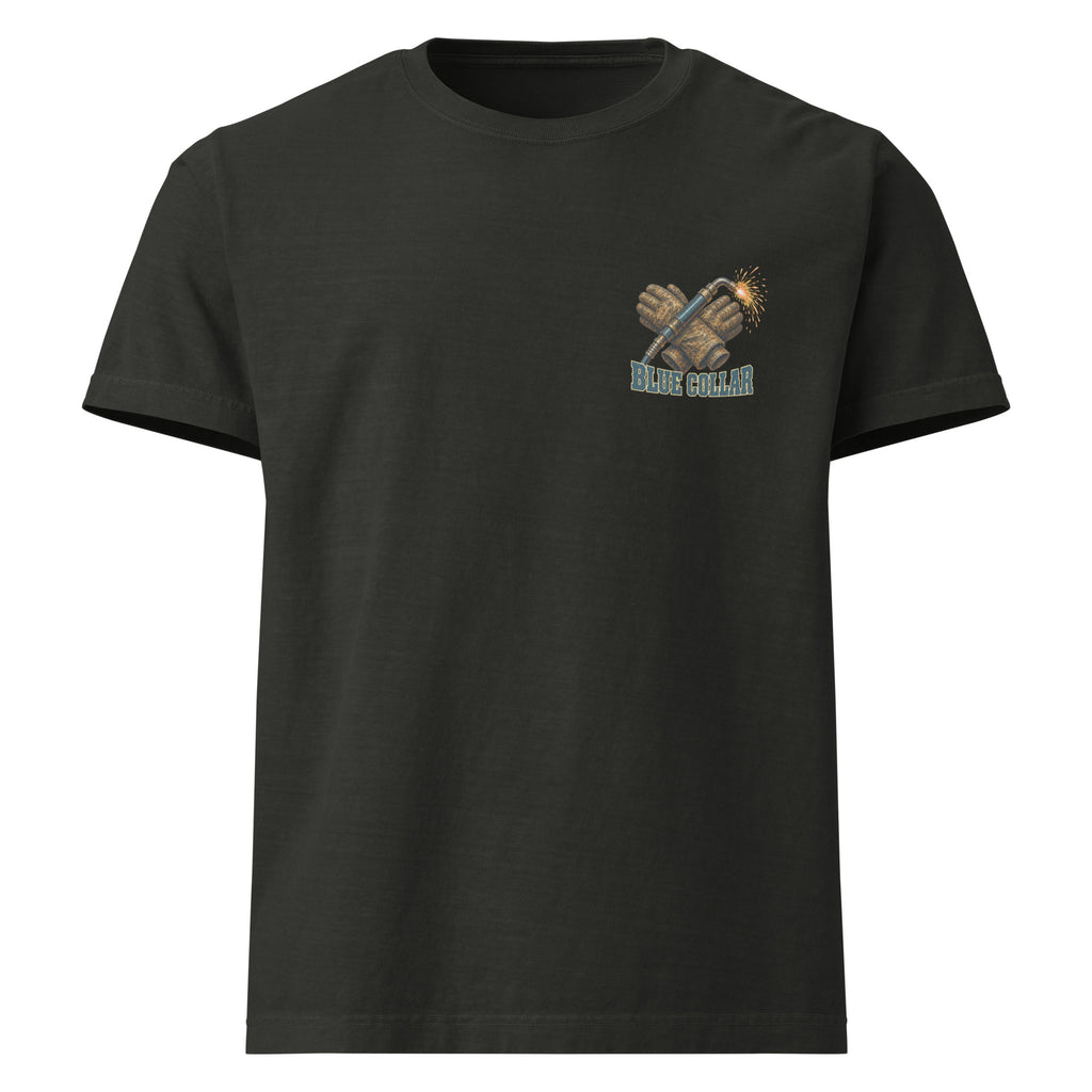 Blue Collar Cowboy Oversized Western T-Shirt in Washed Black — front chest print mockup