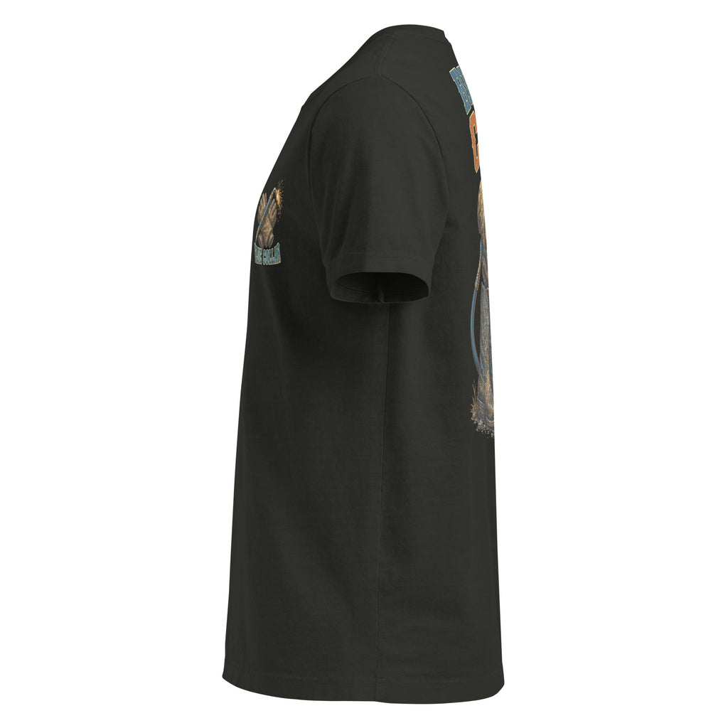 Blue Collar Cowboy Oversized Western T-Shirt in Washed Black — left-side garment mockup