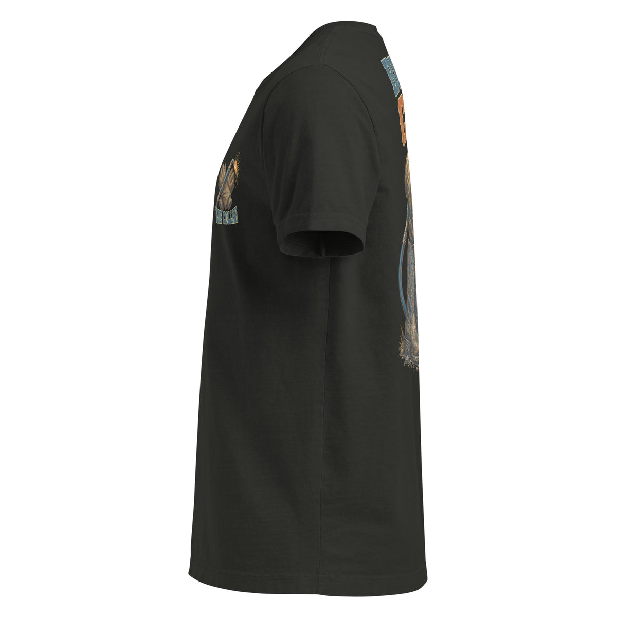 Blue Collar Cowboy Oversized Western T-Shirt in Washed Black — left-side garment mockup