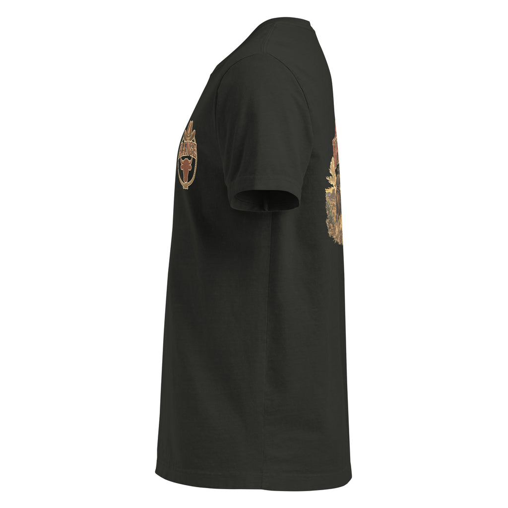 Range Wrangler Oversized Western T-Shirt in Washed Black — left-side garment mockup