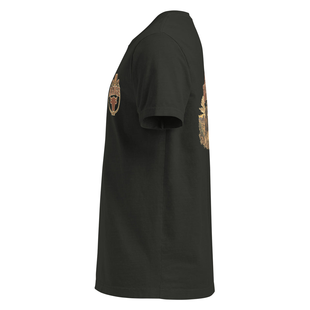 Range Wrangler Oversized Western T-Shirt in Washed Black — left-side garment mockup