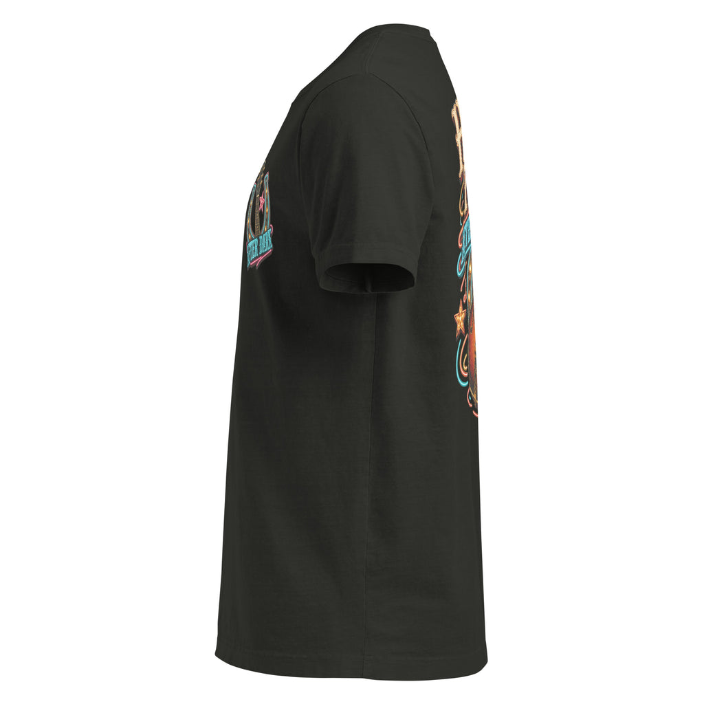 Honky Tonk After Dark Oversized Western T-Shirt in Washed Black — left-side garment mockup