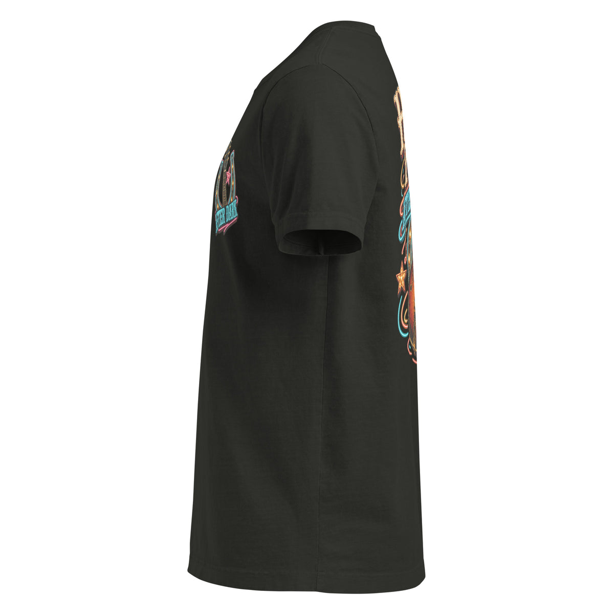 Honky Tonk After Dark Oversized Western T-Shirt in Washed Black — left-side garment mockup