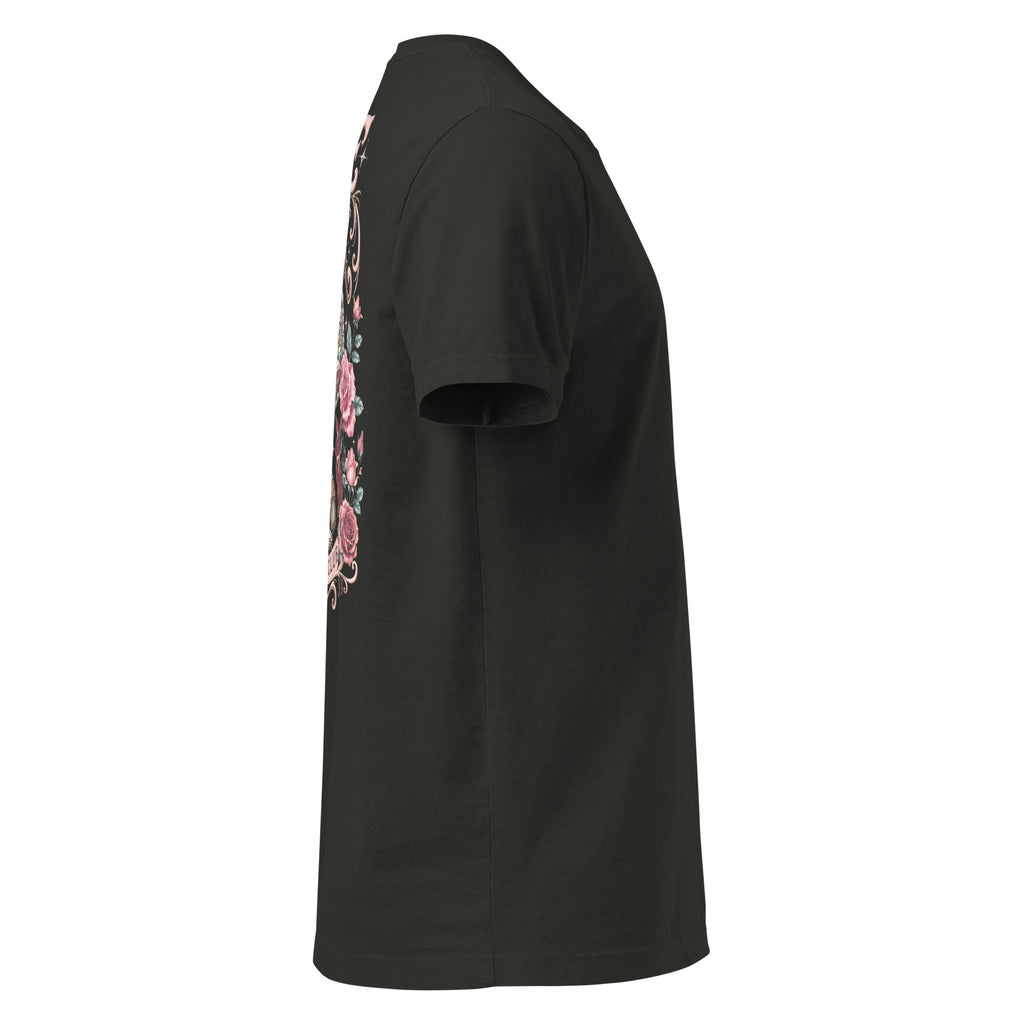 Buckle Bunny Social Club Oversized Western T-Shirt in Washed Black — right-side garment mockup