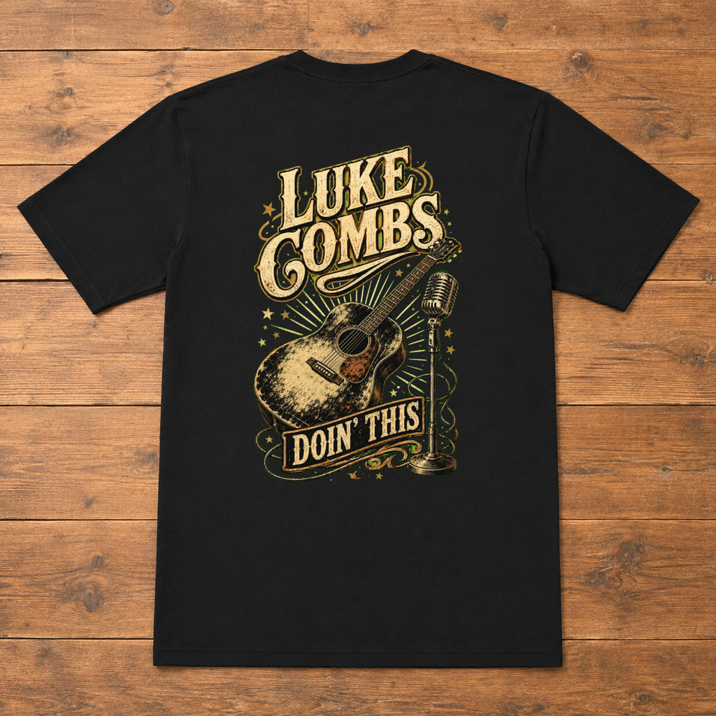 Luke Combs “Doin’ This” Guitar Back-Print T-Shirt flat-lay back view