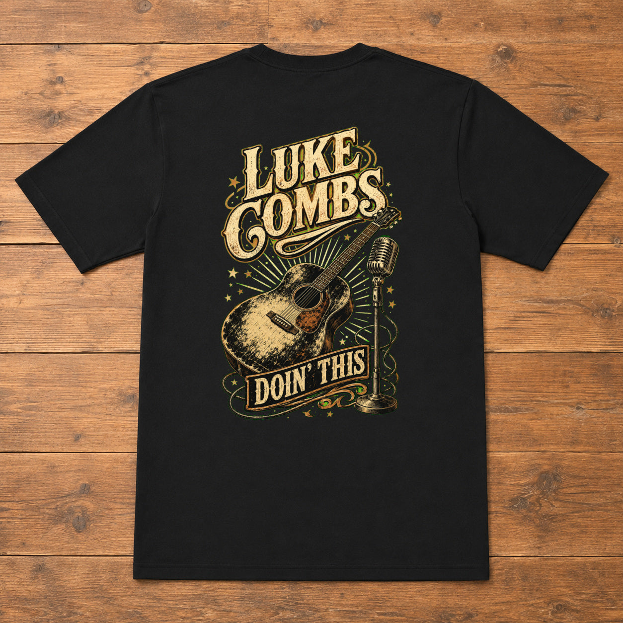 Luke Combs “Doin’ This” Guitar Back-Print T-Shirt flat-lay back view