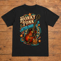 Honky Tonk After Dark Premium DTF T-Shirt flat lay showing large back print