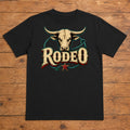 Rodeo Bull Premium DTF T-Shirt flat lay showing large back print