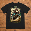 Rodeo Raised Premium DTF T-Shirt flat lay showing large back print