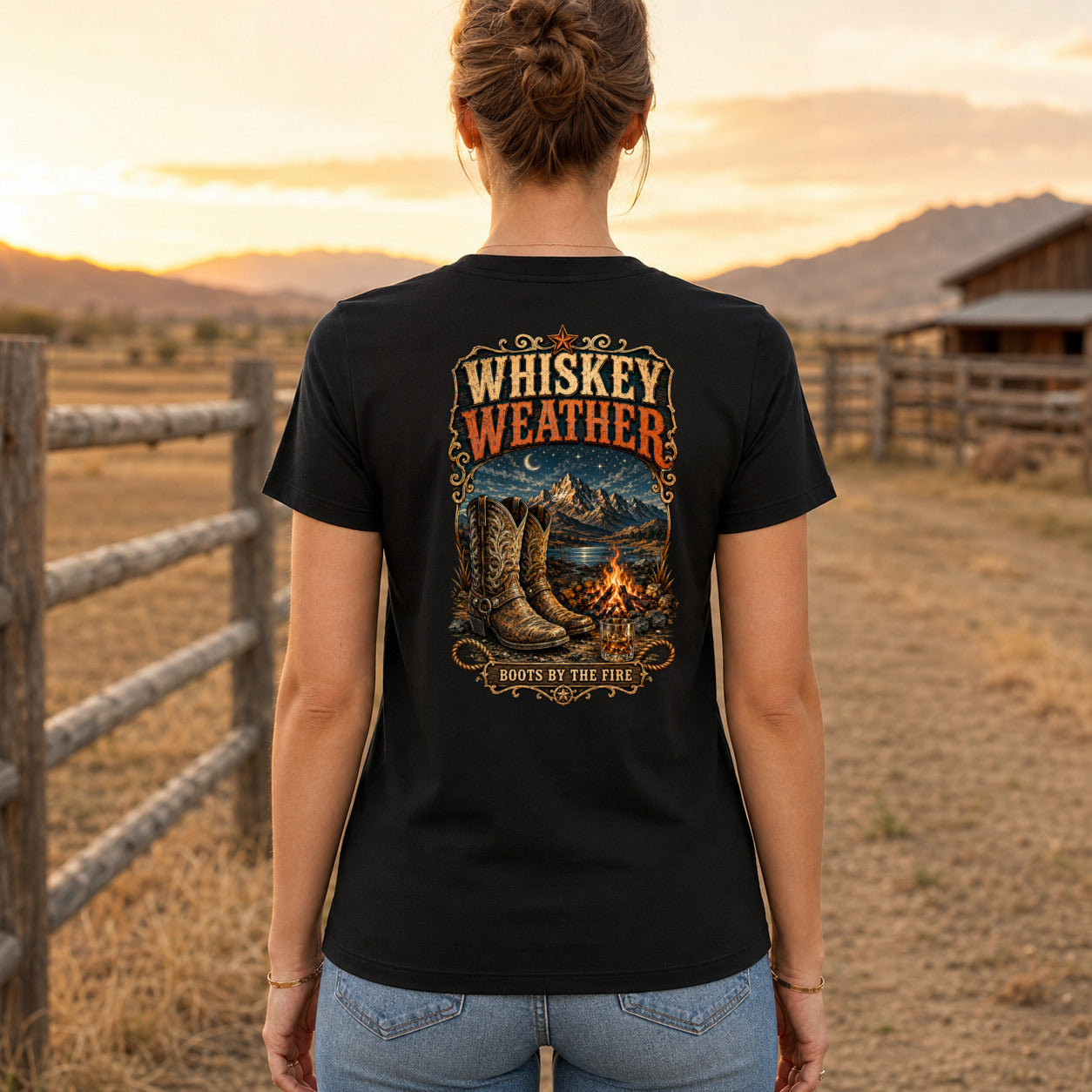 Whiskey Weather country T-shirt women's back fit
